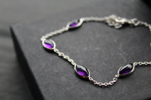 Load image into Gallery viewer, Staggered Marquis Amethyst Chain Bracelet
