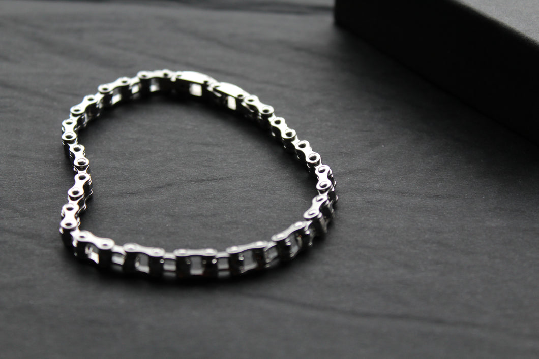 Stainless Steel Bike Chain Bracelet Matte and Polished