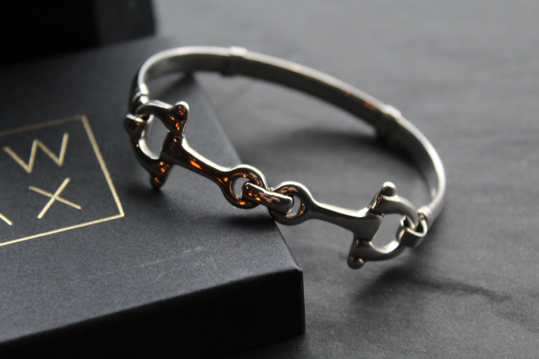 Sterling Silver French Link Snaffle Bangle