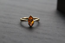 Load image into Gallery viewer, Sterling Silver Gold Plated High Quality Citrine Marquise Dress Ring
