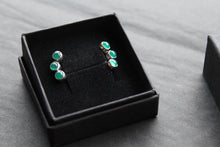 Load image into Gallery viewer, Trio Green Agate Climber Earrings
