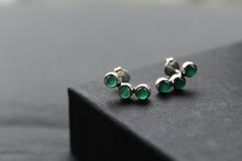 Load image into Gallery viewer, Trio Green Agate Climber Earrings
