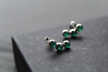 Load image into Gallery viewer, Trio Green Agate Climber Earrings
