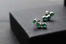 Load image into Gallery viewer, Trio Green Agate Climber Earrings
