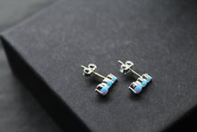 Load image into Gallery viewer, Triple Blue Opalique Claw Set Studs
