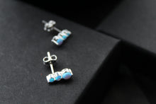 Load image into Gallery viewer, Triple Blue Opalique Claw Set Studs
