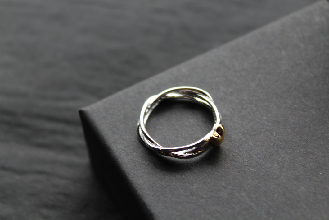 Triple Twist Gold Heart Ring