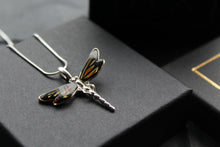 Load image into Gallery viewer, Amber &amp; Silver Dragonfly Necklace
