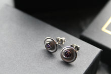 Load image into Gallery viewer, Amethyst Cubic Zirconia Swirl Earrings
