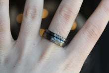 Load image into Gallery viewer, Hammered Tungsten Carbide Ring with Blue Ion Plating
