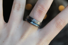 Load image into Gallery viewer, Hammered Tungsten Carbide Ring with Blue Ion Plating
