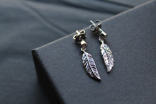 Load image into Gallery viewer, Multi Coloured Feather Drop Earrings
