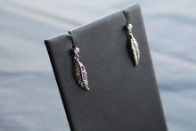 Load image into Gallery viewer, Multi Coloured Feather Drop Earrings
