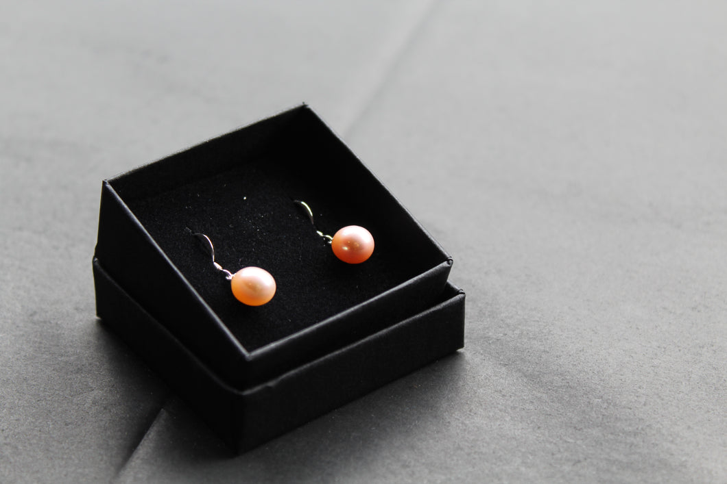 Peach Fresh Water Pearl Drop Earrings