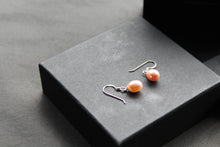 Load image into Gallery viewer, Peach Fresh Water Pearl Drop Earrings
