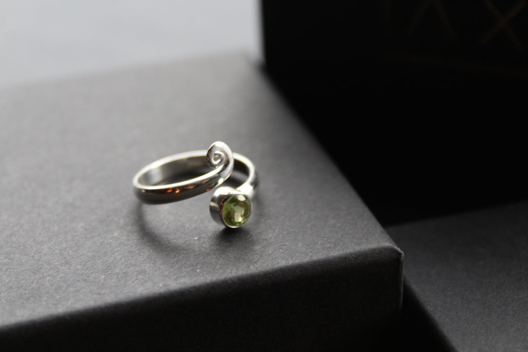 Peridot Adjustable Spiral Ring