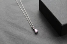 Load image into Gallery viewer, Pink CZ &amp; Silver Teardrop Pendant with 16-18&quot; Silver Chain
