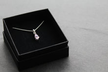 Load image into Gallery viewer, Pink CZ &amp; Silver Teardrop Pendant with 16-18&quot; Silver Chain
