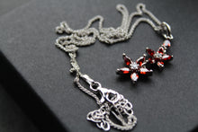 Load image into Gallery viewer, Ruby CZ Star Flower Necklace
