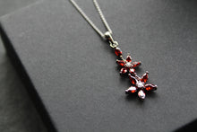 Load image into Gallery viewer, Ruby CZ Star Flower Necklace
