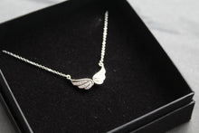 Load image into Gallery viewer, Silver &amp; Clear CZ Angel Wings Necklace
