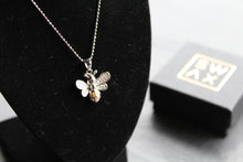 Load image into Gallery viewer, Silver &amp; Cubic Zirconia Yellow Honey Bee Pendant with Silver Chain
