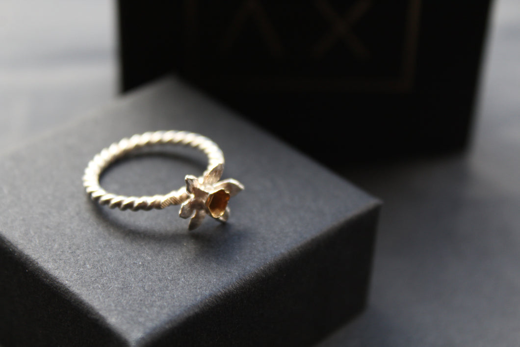 Silver and Gold Plated Daffodil Ring