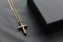 Load image into Gallery viewer, Stainless Steel Gold IP Cross Pendant with Chain
