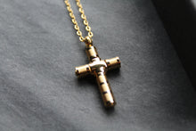 Load image into Gallery viewer, Stainless Steel Gold IP Cross Pendant with Chain
