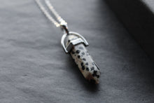 Load image into Gallery viewer, Sterling Silver Dalmatian Jasper Crystal Point Necklace
