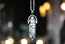 Load image into Gallery viewer, Sterling Silver Dalmatian Jasper Crystal Point Necklace
