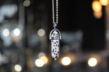 Load image into Gallery viewer, Sterling Silver Dalmatian Jasper Crystal Point Necklace
