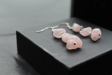 Load image into Gallery viewer, Sterling Silver &amp; Rose Quartz 3 Drop Earrings
