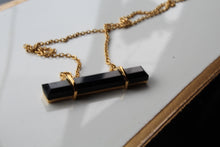 Load image into Gallery viewer, Necklace with Onyx Baguette stone 18ct Vermeil on sterling Silver
