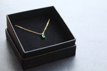 Load image into Gallery viewer, Yellow Gold Plated Emerald Glass Baguette Necklace
