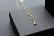 Load image into Gallery viewer, Yellow Gold Plated Emerald Glass Baguette Necklace
