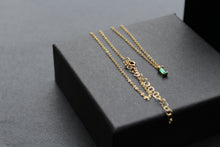 Load image into Gallery viewer, Yellow Gold Plated Emerald Glass Baguette Necklace
